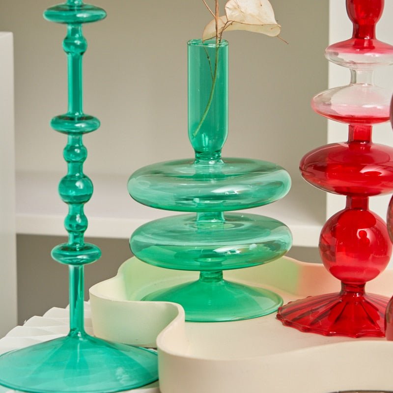 Rouge-Vert Glass Candle Holder & Flower Vases - DIVINE DESIGN