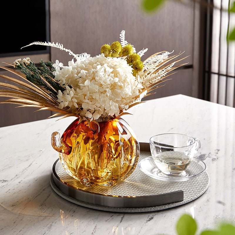 Round Leather Decorative Metal Tray - DIVINE DESIGN