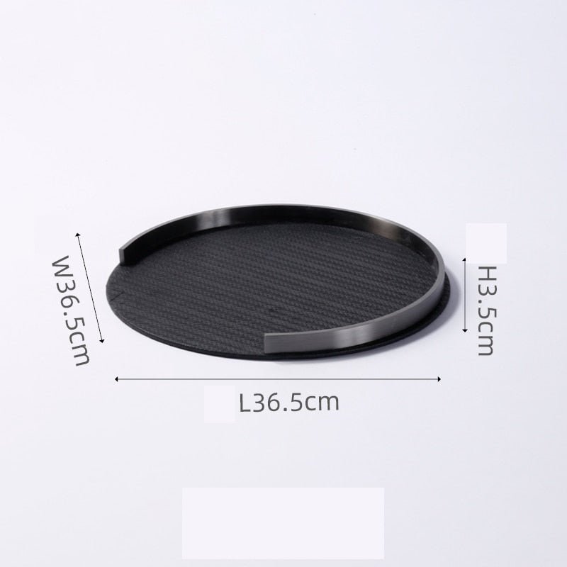 Round Leather Decorative Metal Tray - DIVINE DESIGN