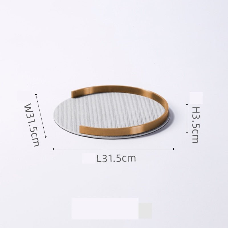 Round Leather Decorative Metal Tray - DIVINE DESIGN