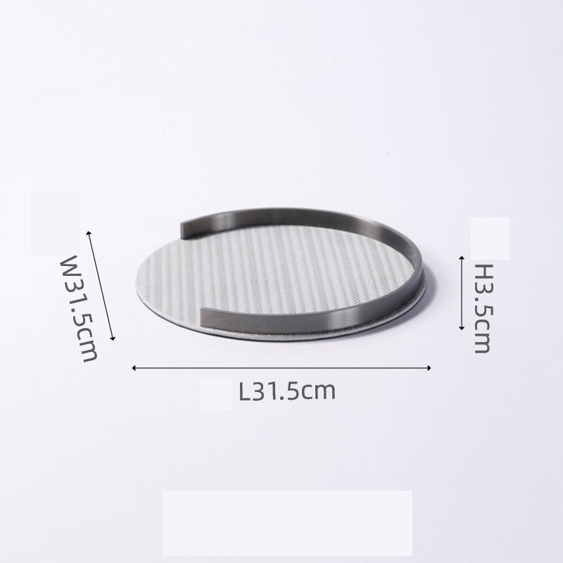 Round Leather Decorative Metal Tray - DIVINE DESIGN