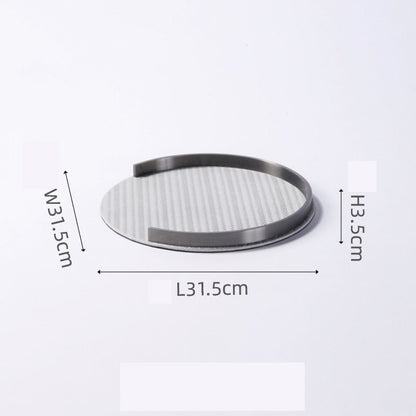 Round Leather Decorative Metal Tray - DIVINE DESIGN
