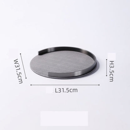 Round Leather Decorative Metal Tray - DIVINE DESIGN
