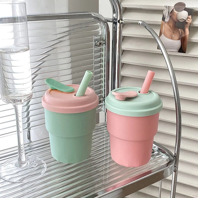 Silicone Straw Cup with Lid - DIVINE DESIGN