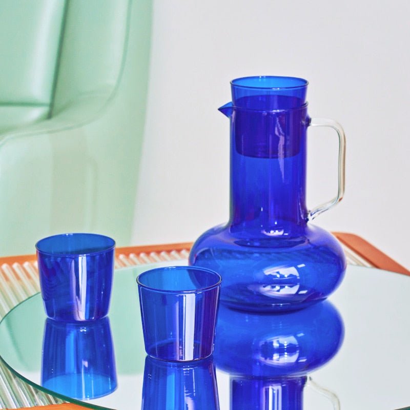 Sola Colored Glass Pitcher with Tumbler Lid - DIVINE DESIGN