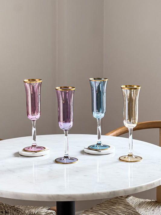 Tulip - Vintage Colored Champagne Flutes - DIVINE DESIGN