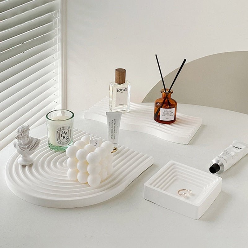 White Plaster Decorative Trays - DIVINE DESIGN