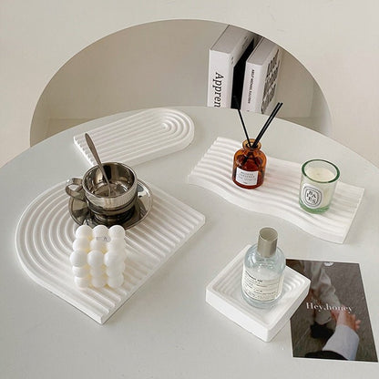 White Plaster Decorative Trays - DIVINE DESIGN