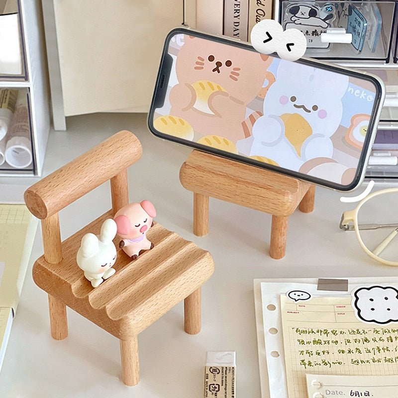 Wood Chair Shaped Phone Holder Stand - DIVINE DESIGN